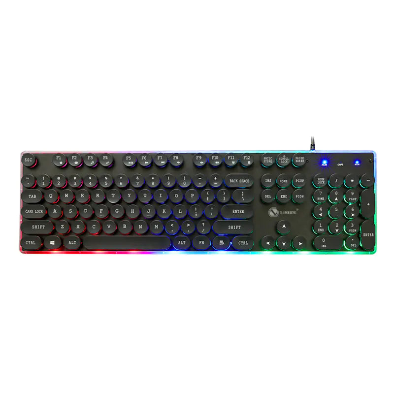 Retro Mechanical-Style RGB Gaming Keyboard – USB Wired, Rainbow Backlit