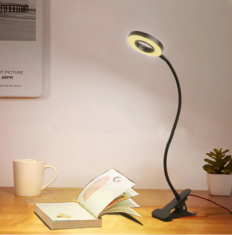 LED Magnifying Clip Desk Lamp – Flexible Arm with USB Power