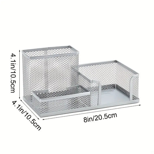 6-Piece Metal Mesh Desk Organizer Set – Pen Holder & Office Supplies Storage