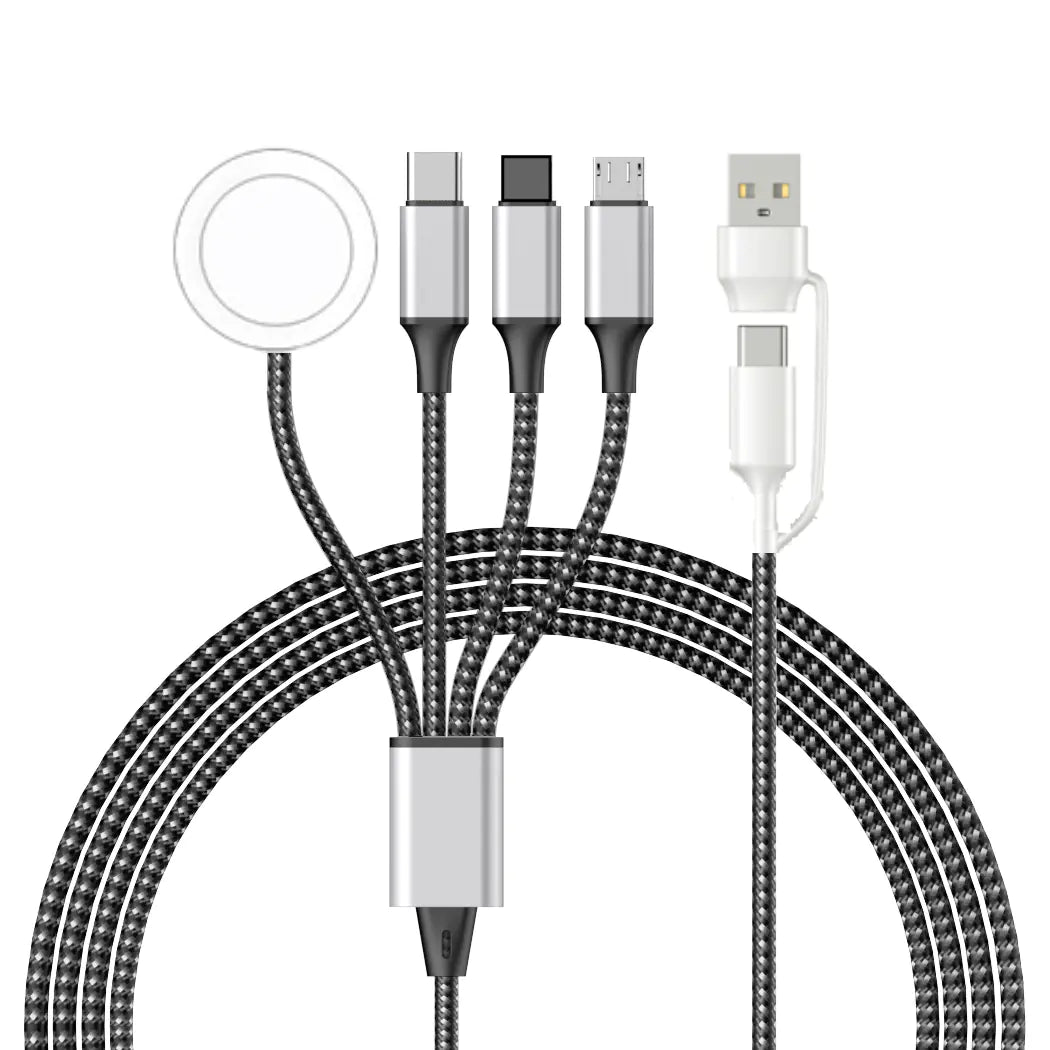 4-in-1 Braided Wireless Charger & Multi-Device Data Cable