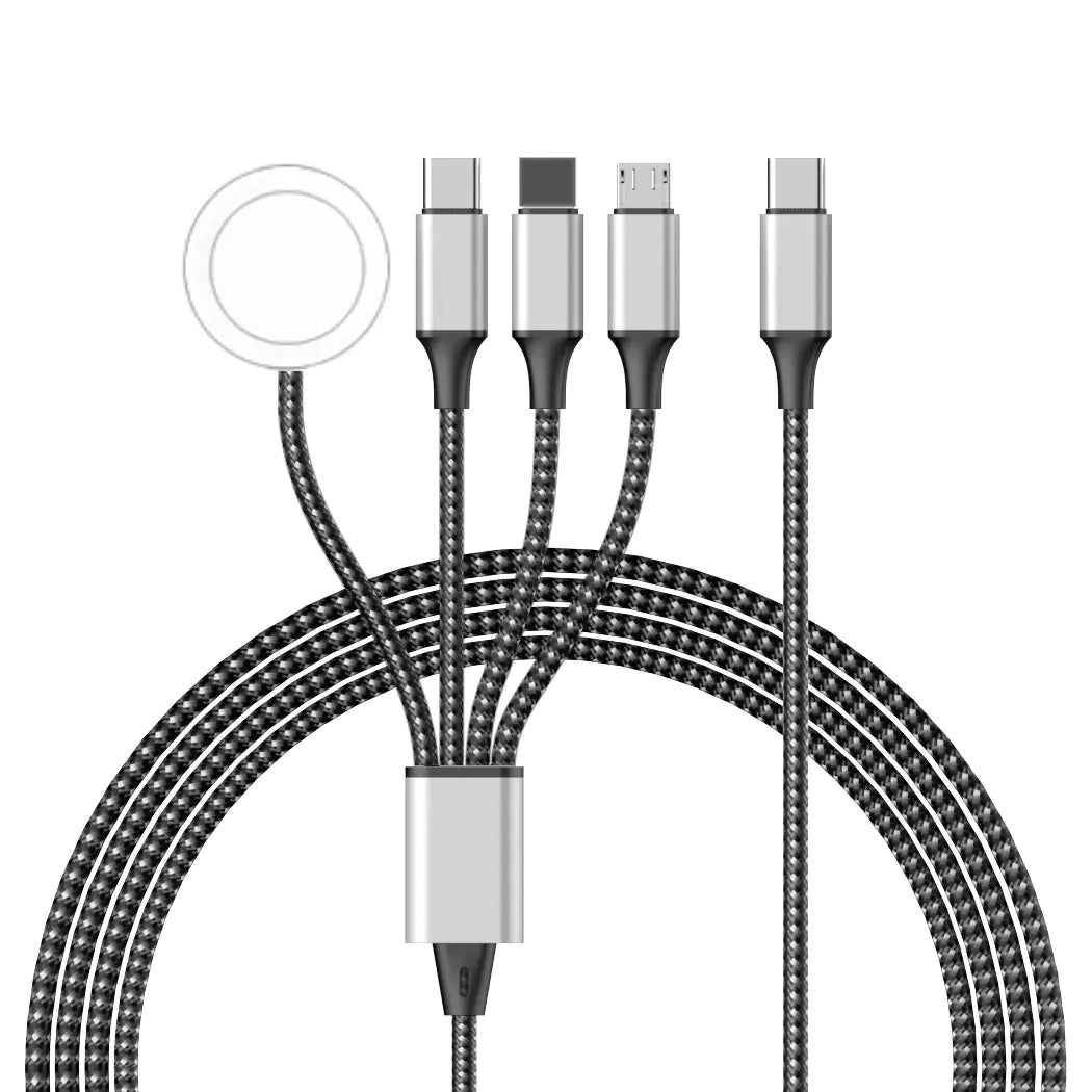 4-in-1 Braided Wireless Charger & Multi-Device Data Cable