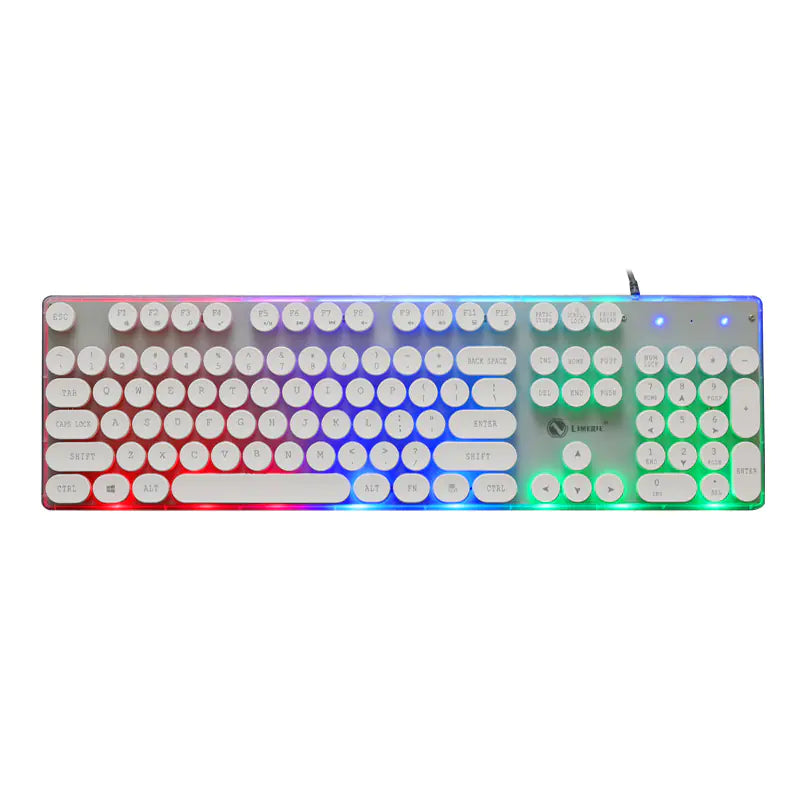 Retro Mechanical-Style RGB Gaming Keyboard – USB Wired, Rainbow Backlit