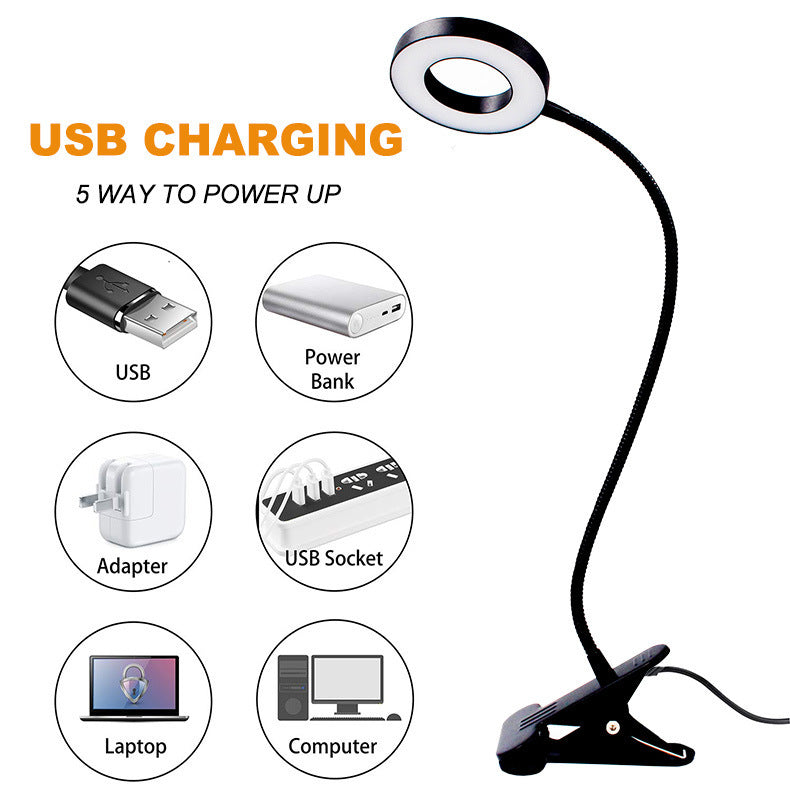 LED Magnifying Clip Desk Lamp – Flexible Arm with USB Power