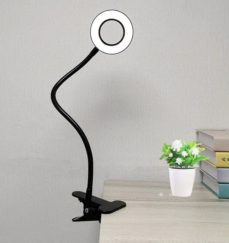 LED Magnifying Clip Desk Lamp – Flexible Arm with USB Power