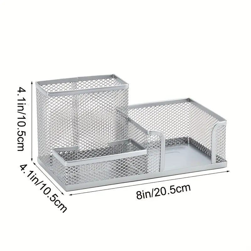 6-Piece Metal Mesh Desk Organizer Set – Pen Holder & Office Supplies Storage