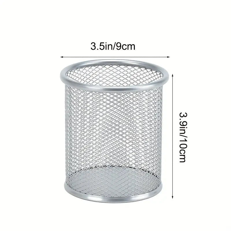 6-Piece Metal Mesh Desk Organizer Set – Pen Holder & Office Supplies Storage