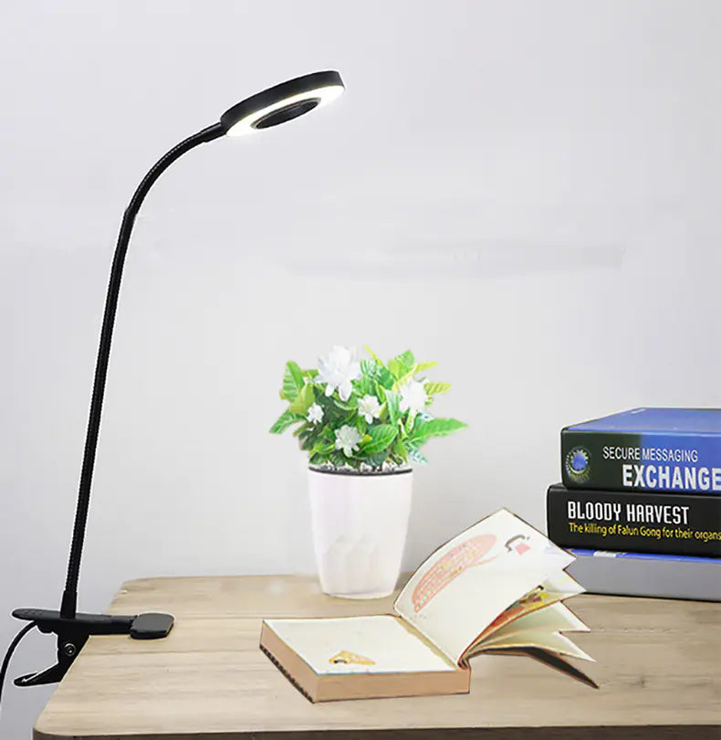 LED Magnifying Clip Desk Lamp – Flexible Arm with USB Power